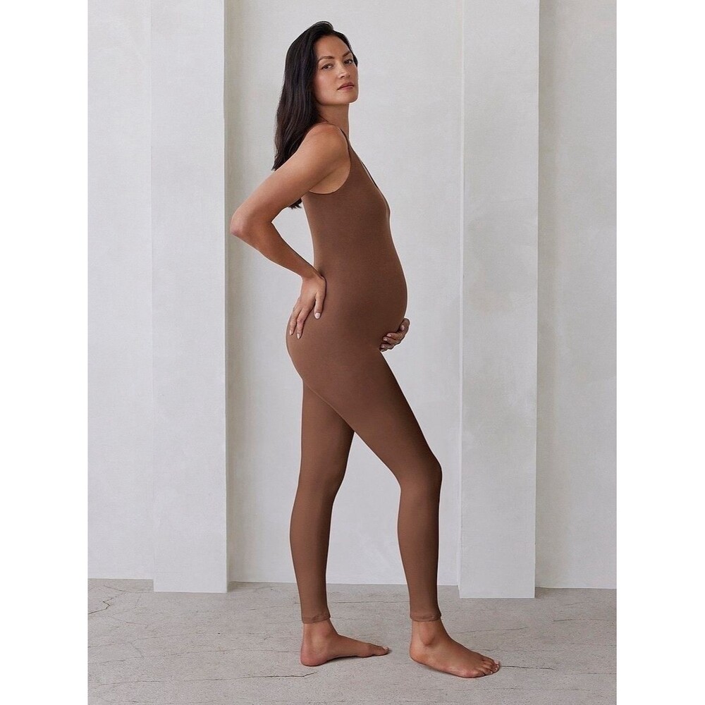 BUMPSUIT The Lucy Unitard One Piece Jump Soft Jersey Mocha Maternity Outfit M